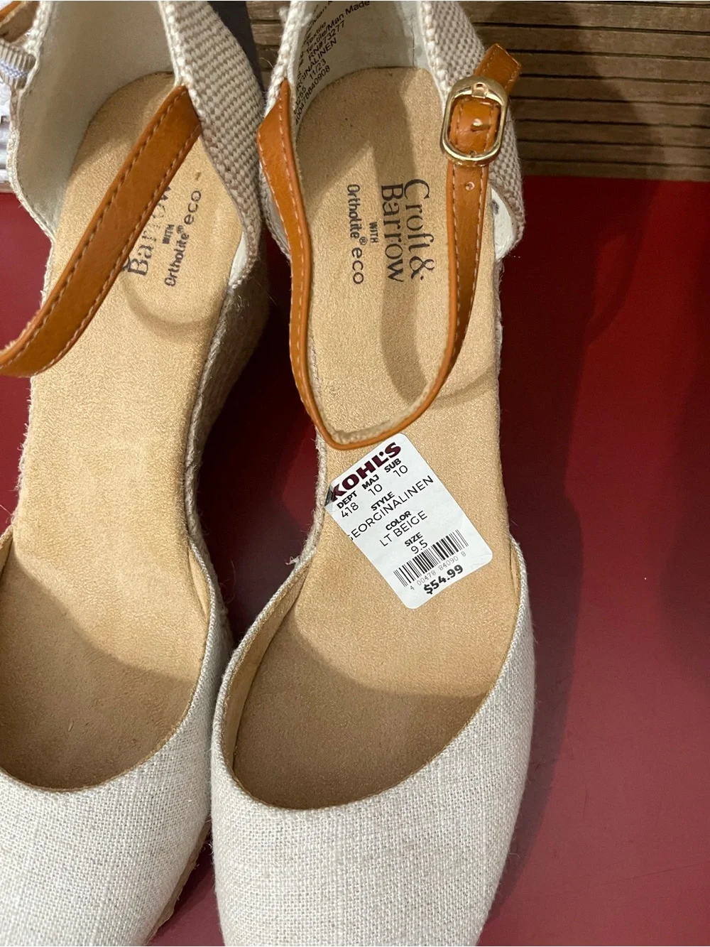 Kohl's Cream Wedge Espadrille Ankle-Strap Heels